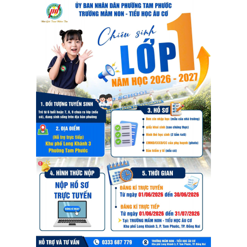 Thông báo tuyển sinh năm học 2026-2027